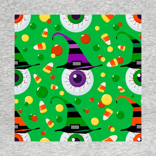 Eyes with hat in candyland on green by YamyMorrell